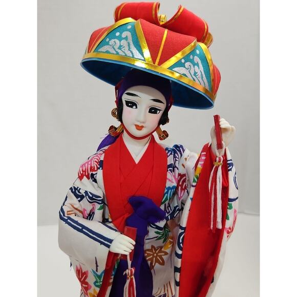 Vintage Japanese Ryukyu Geisha Doll 14" Traditional Female Figure in Kimono - Picture 2 of 16